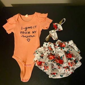 Onesie with bloomers and bow